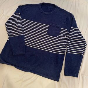 JCrew Med/L Navy Blue Striped Knit Sweater